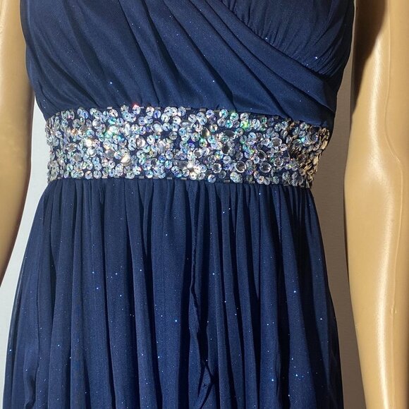 Sequin Hearts Navy Prom Dress Size 5 - Picture 2 of 9